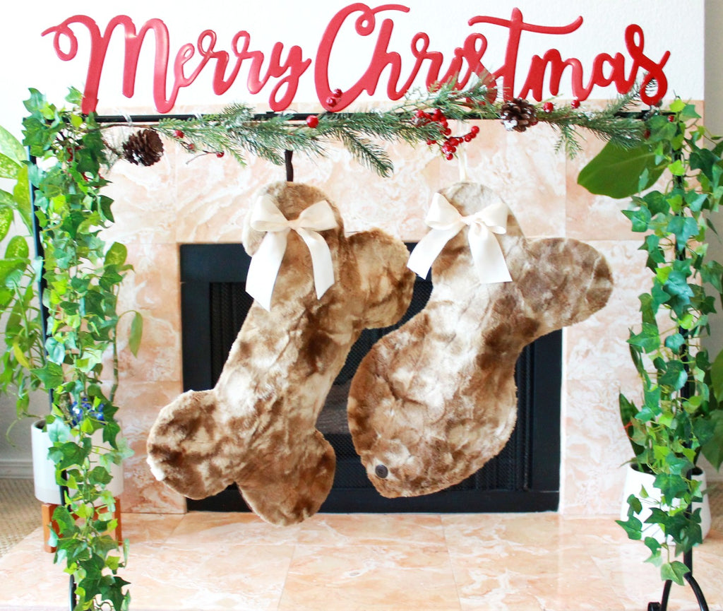 Taupe Fur Dog and Cat Stockings - happy claude
