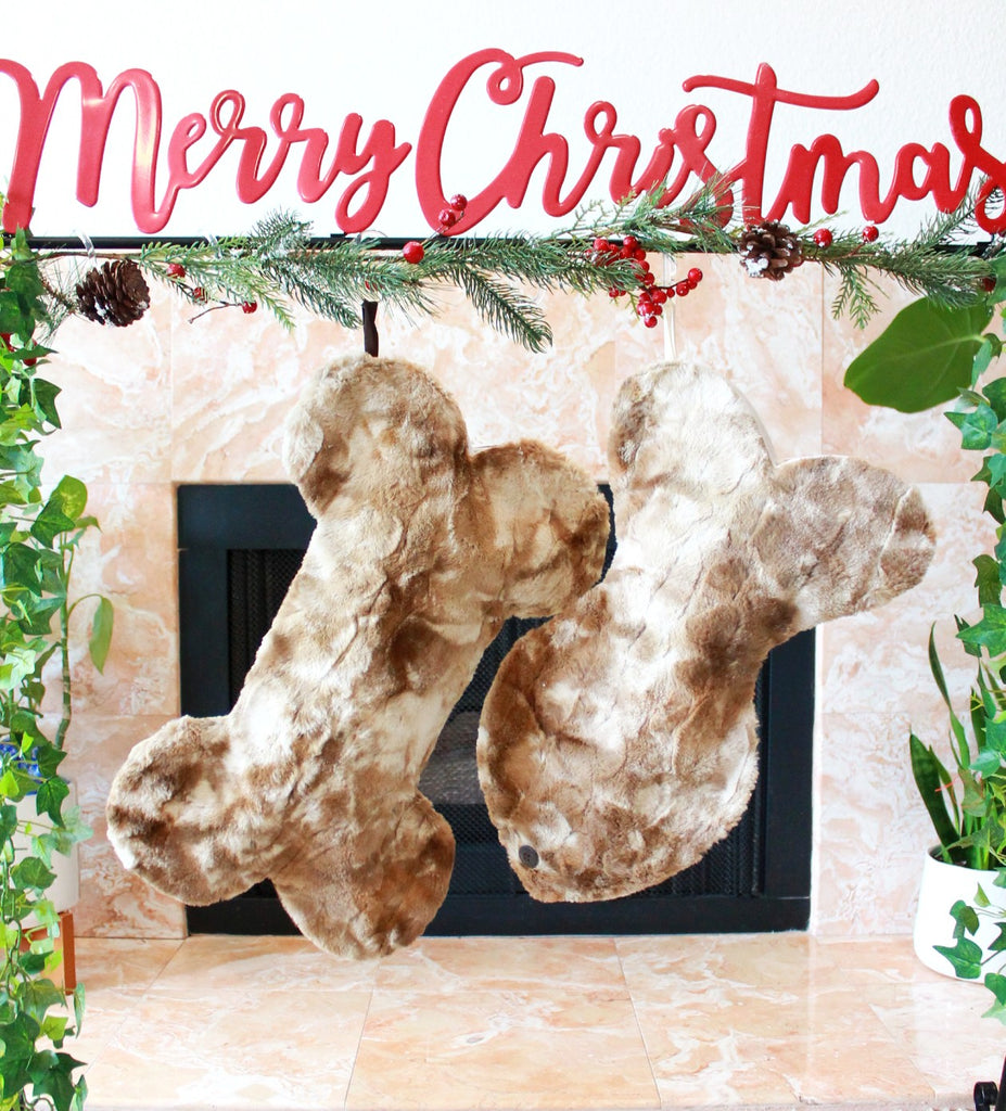 Taupe Fur Dog and Cat Stockings - happy claude
