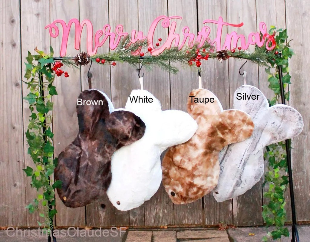 Personalized Faux Fur Cat Christmas Stocking – Handmade Holiday Stocking - happy claude