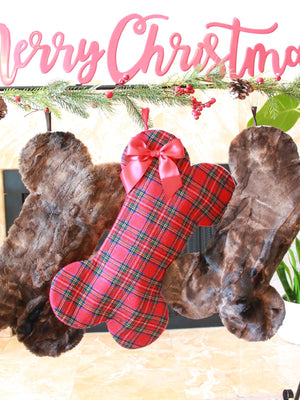 Red Wool Dog Stocking - happy claude
