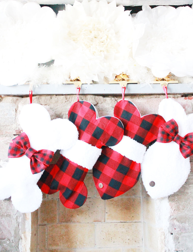 Plaid Buffalo Christmas Stockings for Dogs and Cats - happy claude