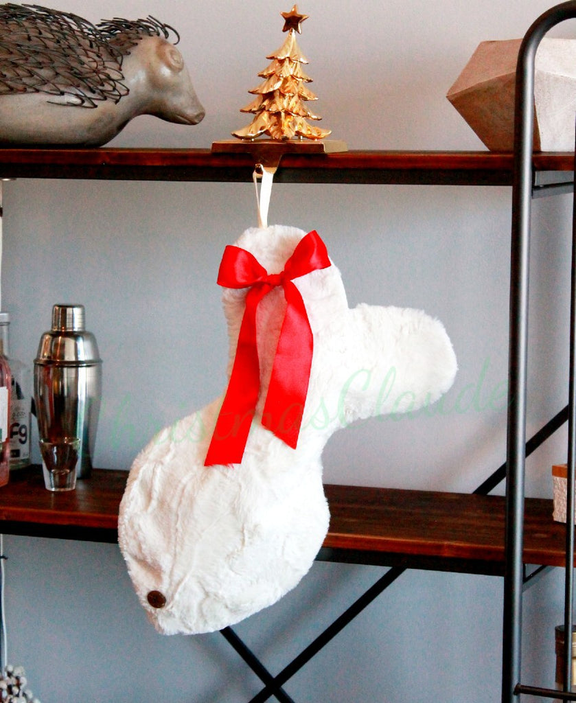Ivory Fur Christmas Stockings For Cats