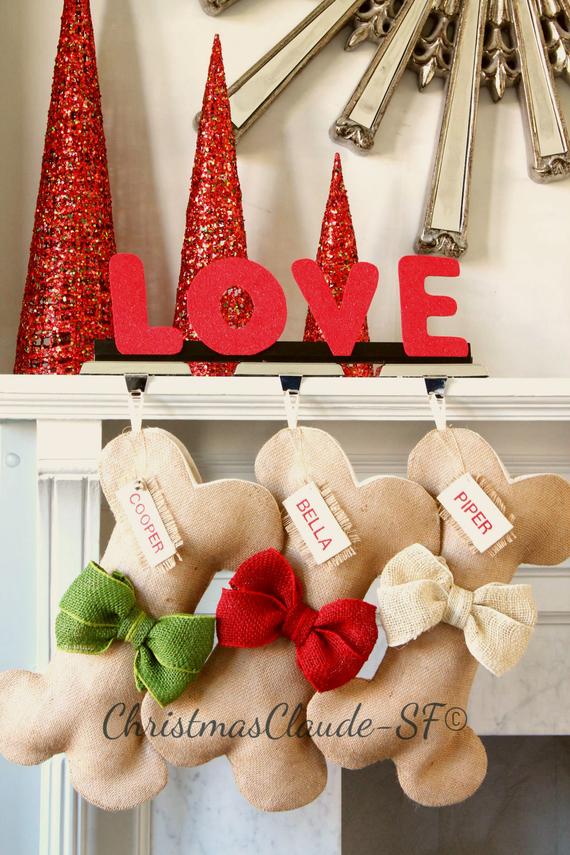 Burlap Christmas Stockings for Dogs - happy claude